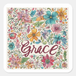 Sticker Carré Grace florale