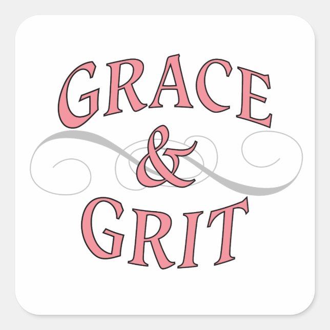 Sticker Carré Grace & Gris en rose et gris (Devant)