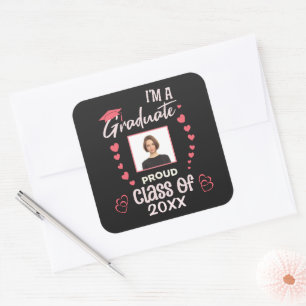 Sticker Carré Grad Graduate Photo Graduate Classe Personnaliser