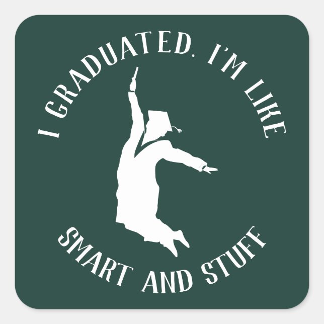 Sticker Carré Graduate Gag Graduation 2023 Green (Devant)