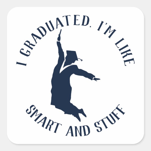 Sticker Carré Graduate Gag Graduation 2024 Silhouette (Devant)