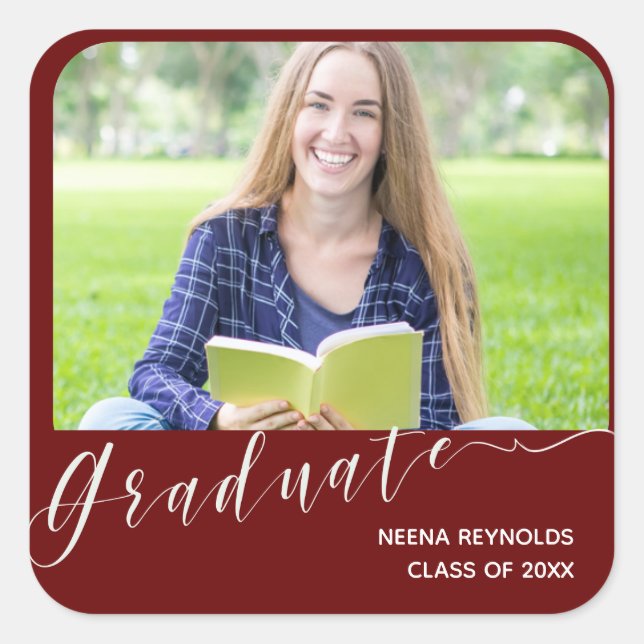 Sticker Carré Graduate photo Cute Class of 2023 Graduation party (Devant)