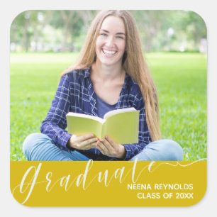 Sticker Carré Graduate photo Cute Class of 2024 Graduation party