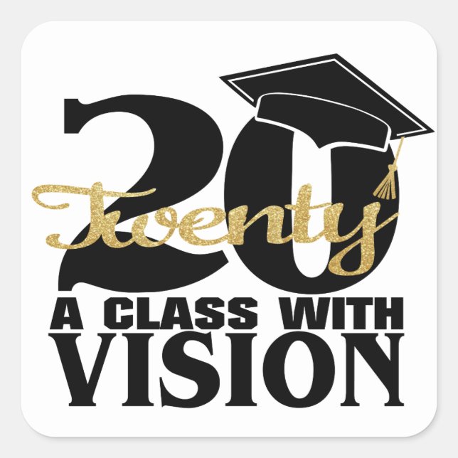 Sticker Carré Graduation 2020 Une classe avec vision (Devant)