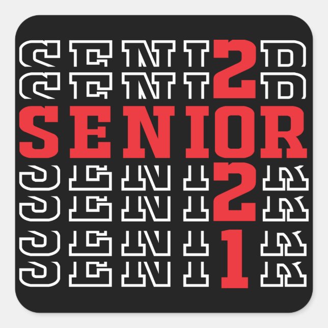 Sticker Carré Graduation 2021, Classe De 2021, Senior 2021 (Devant)