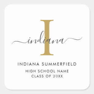 Sticker Carré Graduation 2025 Monogramme Script Grad