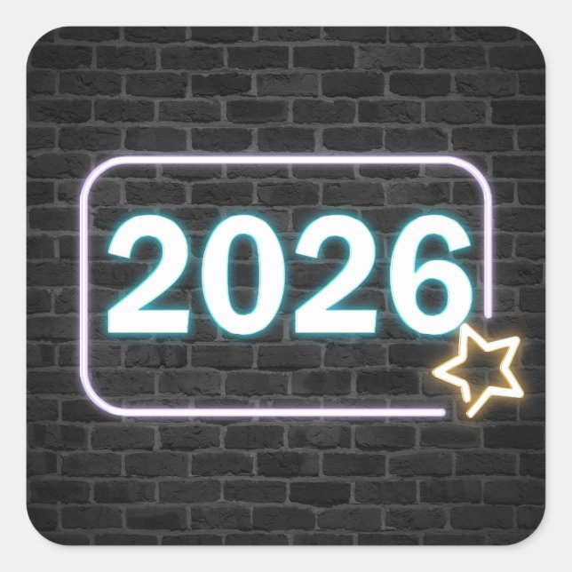 Sticker Carré Graduation 2026 Neon Sign On Brick (Devant)