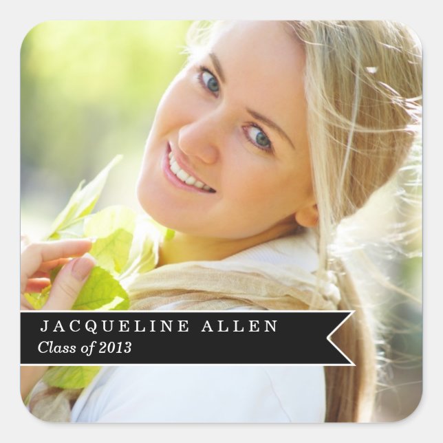 Sticker Carré Graduation au ruban simple Favoriser les autocolla (Devant)