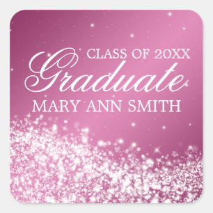 Sticker Carré Graduation Élégante Vague Étincelante Rose