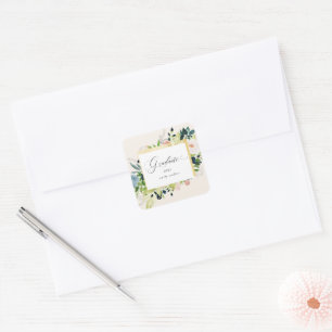Sticker Carré Graduation Florale Bleue De Minuit