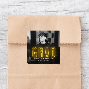 Sticker Carré Graduation moderne du néon jaune