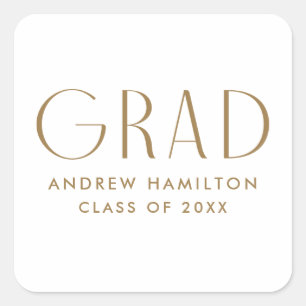 Sticker Carré Graduation moderne en laiton de simplicité