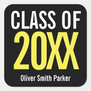 Sticker Carré Graduation Personnalisée Jaune Gras N'IMPORTE QUEL