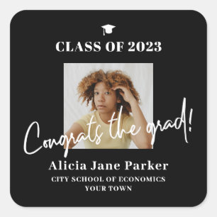 Sticker Carré Graduation photo classe de diplômes de l'année