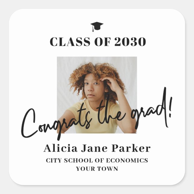 Sticker Carré Graduation photo classe de diplômés de l'année fêt (Devant)