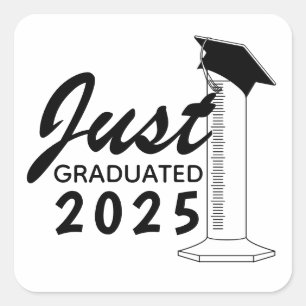 Sticker Carré Graduation Science Diplômée Cylindre Année Casquet