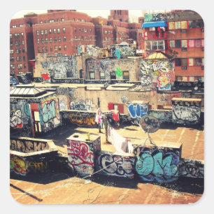Sticker Carré Graffiti de dessus de toit dans Chinatown