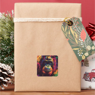 Sticker Carré Graffiti sauvage Gorille de la jungle urbaine