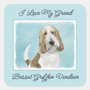 Sticker Carré Grand Basset Griffon Vendeen - Art Chien original
