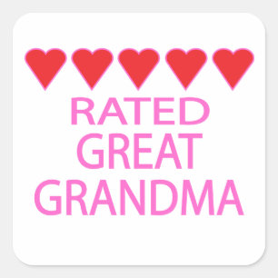 Sticker Carré Grand grand-mère de cinq coeurs