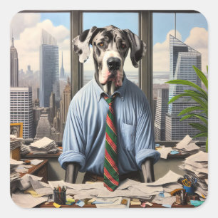 Sticker Carré Grand Homme D'Affaires Dane Dans Un Bureau