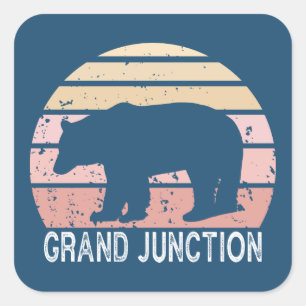 Sticker Carré Grand Junction Colorado Ours Rétro