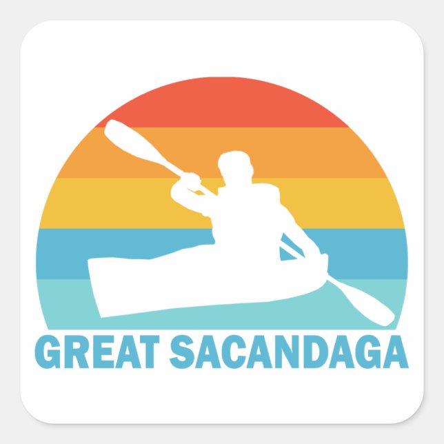 Sticker Carré Grand lac Sacandaga New York Kayak (Devant)