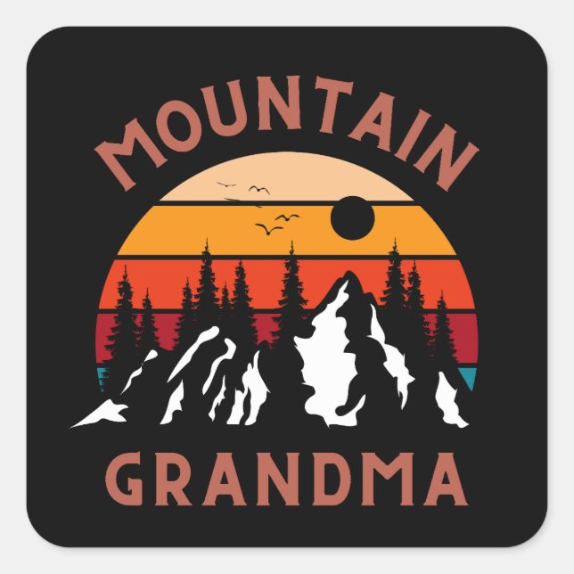 Sticker Carré Grand-mère de montagne (Devant)