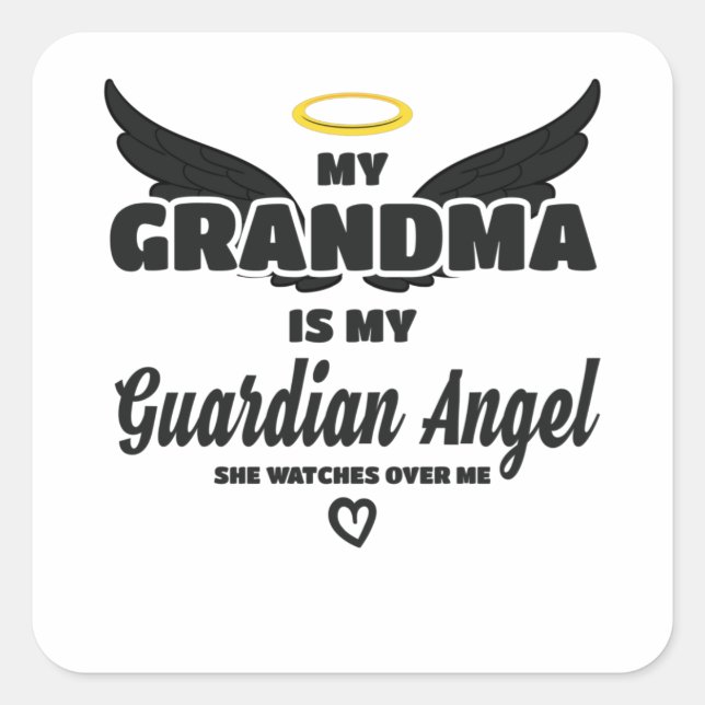 Sticker Carré Grand-Mère Gardien Angel Me Regarde En Mémoire (Devant)