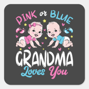 Sticker Carré Grand-Mère Rose Ou Bleu Vous Aime