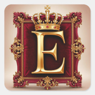 Sticker Carré Grand monogramme E sur velours rouge