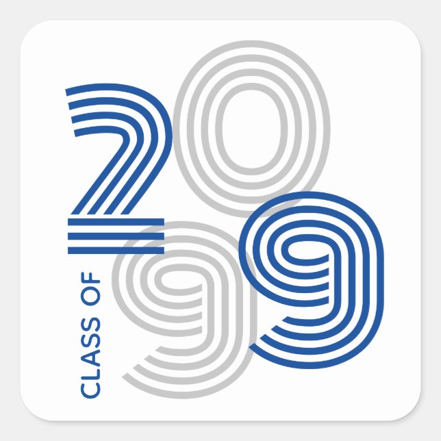 Sticker Carré Grand nombre de Blue Retro Classe de (Devant)