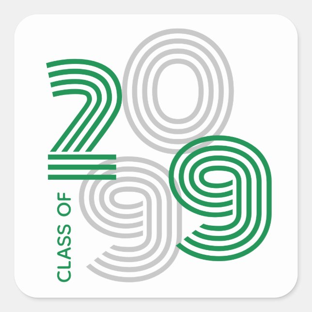 Sticker Carré Grand nombre de Green Retro (Devant)