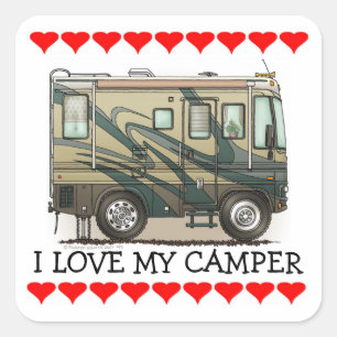 Sticker Carré Grand rv car Motorhome du profondément satisfait
