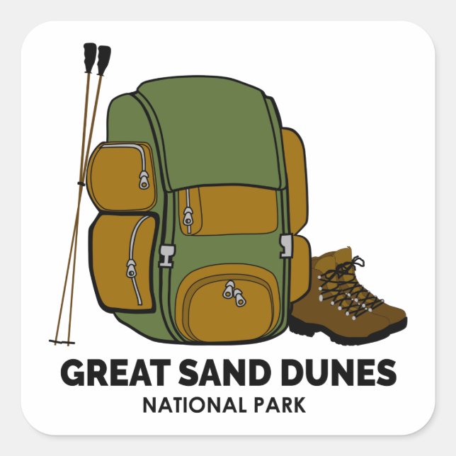 Sticker Carré Grand sac à dos du parc national des dunes de sabl (Devant)