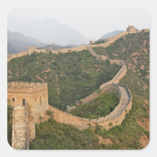 Sticker Carré Grande Muraille de Chine à Jinshanling, Chine, Asi