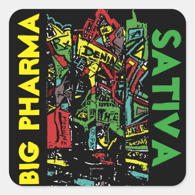STICKER CARRÉ GRANDE PHARMA SATIVA (Devant)