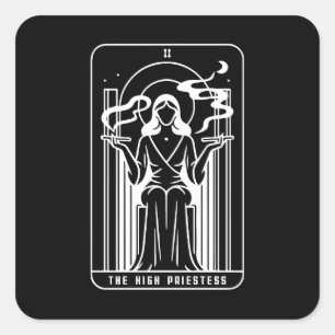 Sticker Carré Grande Prêtresse du Tarot Femme Fumant de l'Herbe