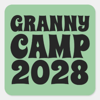 Sticker Carré Granny Camp Retro Texte vert