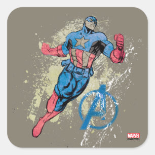 Sticker Carré Graphique Captain America Avenger Grunge