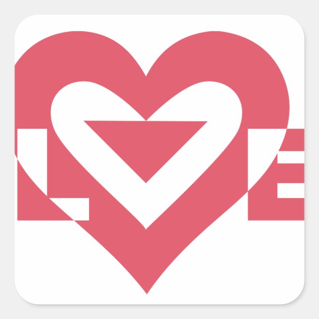 Sticker Carré Graphique d'amour cool, rose cerise (Devant)