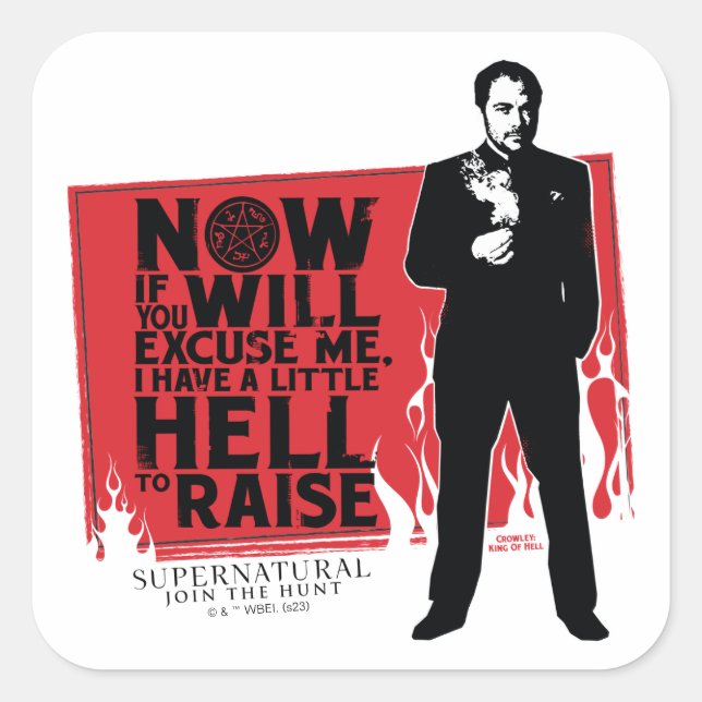 Sticker Carré Graphique de citation de Crowley surnaturelle (Devant)