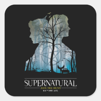 Sticker Carré Graphique de la forêt surnaturelle de Winchester B
