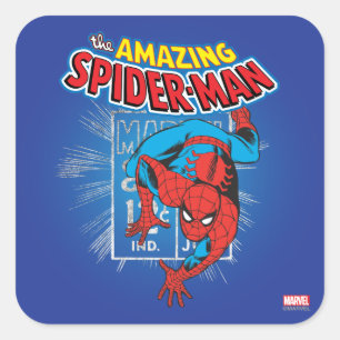 Sticker Carré Graphique de prix rétro Spider-Man