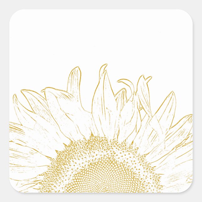 Sticker Carré Graphique de tournesol jaune et blanc (Devant)