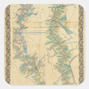 Sticker Carré Graphique du fleuve Mississippi inférieur