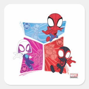 Sticker Carré Graphique du panneau d'action de l'équipe Spidey