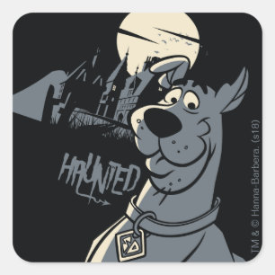 Sticker Carré Graphique hanté Noir de manoir de Scooby-Doo