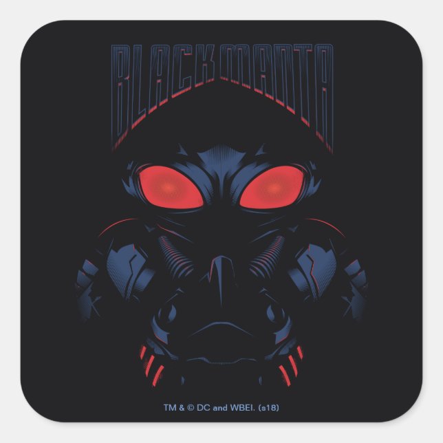 Sticker Carré Graphique ombragé de Manta noir d'Aquaman | (Devant)