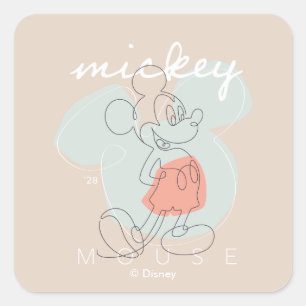 Sticker Carré Graphisme de Mickey Mouse en ligne continue